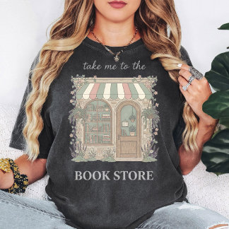 ヴィンテージ本屋さんデザインへ連れてって Tシャツ