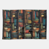 ヴィンテージ本棚の図案 キッチンタオル (横)
