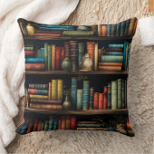 ヴィンテージ本棚の図案 クッション (ブランケット)