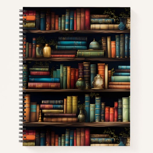 ヴィンテージ本棚の図案 ノートブック (正面)