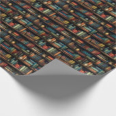 ヴィンテージ本棚の図案 ラッピングペーパー (角)