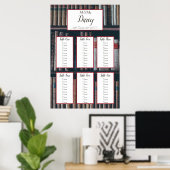 ヴィンテージ本棚の座席表 ポスター (ホームオフィス)