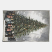 ヴィンテージ村クリスマスツリーの集まり キッチンタオル (横)