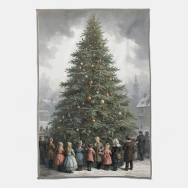 ヴィンテージ村クリスマスツリーの集まり キッチンタオル