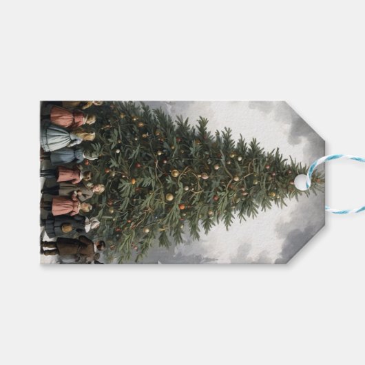 ヴィンテージ村クリスマスツリーの集まり ギフトタグ (正面(横))