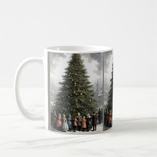 ヴィンテージ村クリスマスツリーの集まり コーヒーマグカップ (左)
