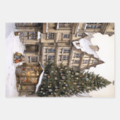 ヴィンテージ村クリスマスツリー集めティータオル ラッピングペーパーシート (正面)