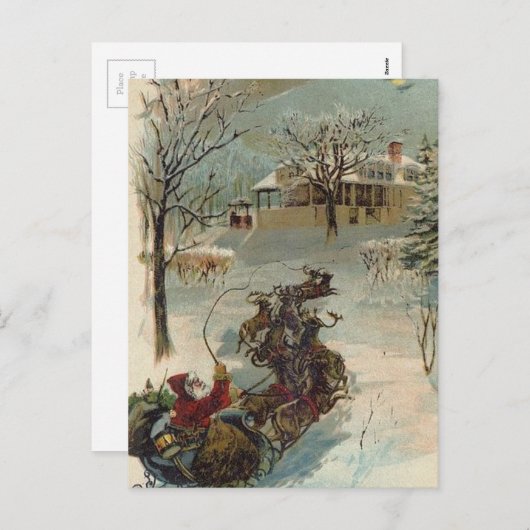 ヴィンテージ来ここサンタクロース シーズンポストカード (正面/裏面)
