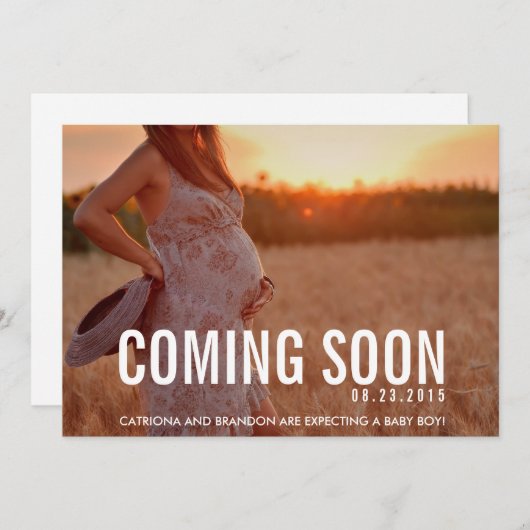 ヴィンテージ来の間もない写真妊娠の発表 案内状 (正面/裏面)