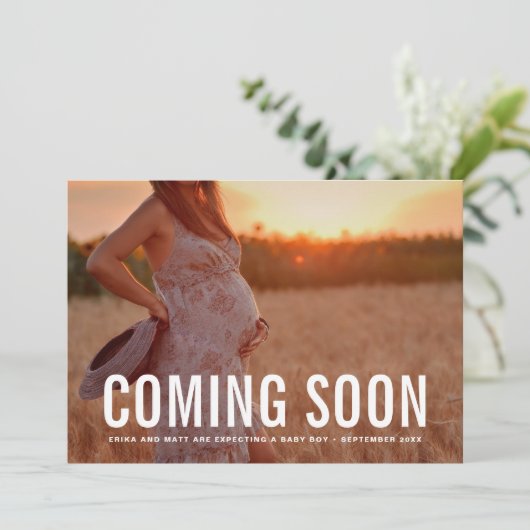 ヴィンテージ来の間もない写真妊娠の発表 案内状 (スタンド正面)