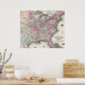 ヴィンテージ東州統一されたの地図(1862) ポスター (キッチン)