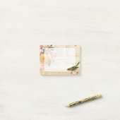 ヴィンテージ松と赤面ピンクのバラ ポストイット (デスク上)