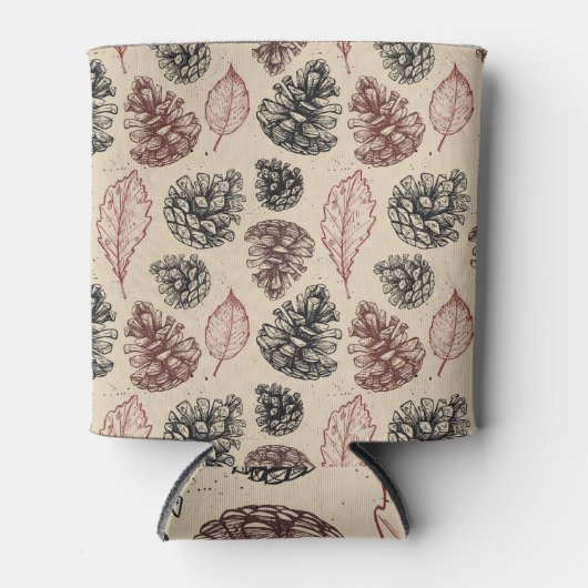 ヴィンテージ松のコーン：森林の背景。 缶クーラー (正面)