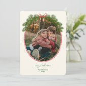 ヴィンテージ松のリースフレーム写真カード シーズンカード (スタンド正面)