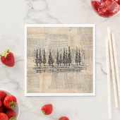 ヴィンテージ松の木自然シーンニュースプリント芸術 スタンダードランチョンナプキン (インサイチュ)