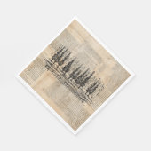 ヴィンテージ松の木自然シーンニュースプリント芸術 スタンダードランチョンナプキン (角)