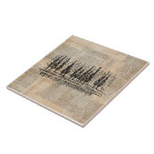 ヴィンテージ松の木自然シーンニュースプリント芸術 タイル (側面)