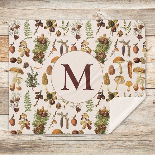 ヴィンテージ松の森の宝物模様 シェルパブランケット