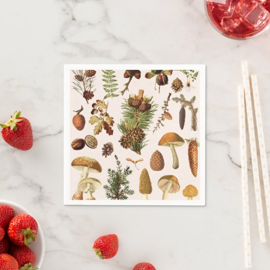 ヴィンテージ松の森の宝物模様 スタンダードカクテルナプキン (インサイチュ)