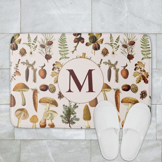 ヴィンテージ松の森の宝物模様 バスマット