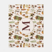 ヴィンテージ松の森の宝物模様 フリースブランケット (正面)