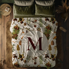 ヴィンテージ松の森の宝物模様 フリースブランケット