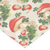 ヴィンテージ林きのこラッキークローバーパターン ショートテーブルランナー (コーナー)