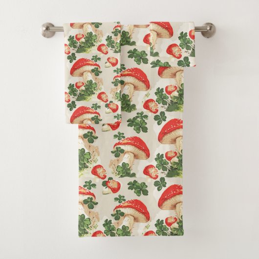 ヴィンテージ林きのこラッキークローバーパターン バスタオルセット (インサイチュ)