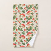 ヴィンテージ林きのこラッキークローバーパターン バスタオルセット (ハンドタオル)