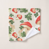 ヴィンテージ林きのこラッキークローバーパターン バスタオルセット (ウォッシュタオル)