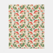 ヴィンテージ林きのこラッキークローバーパターン フリースブランケット (正面)