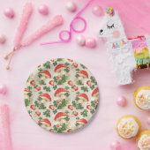 ヴィンテージ林きのこラッキークローバーパターン ペーパープレート (パーティー)