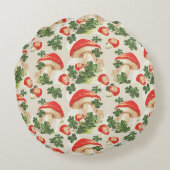 ヴィンテージ林きのこラッキークローバーパターン ラウンドクッション (裏面)