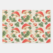 ヴィンテージ林きのこラッキークローバーパターン ラッピングペーパーシート (正面3)