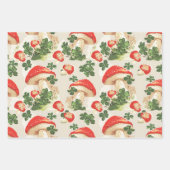 ヴィンテージ林きのこラッキークローバーパターン ラッピングペーパーシート (正面2)
