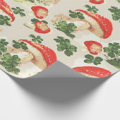 ヴィンテージ林きのこラッキークローバーパターン ラッピングペーパー (角)