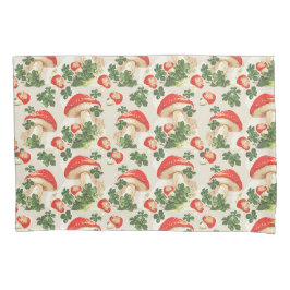 ヴィンテージ林きのこラッキークローバーパターン 枕カバー