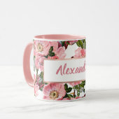 ヴィンテージ林グリーンピンクコーラルボヘミアフローラ マグカップ (正面左)