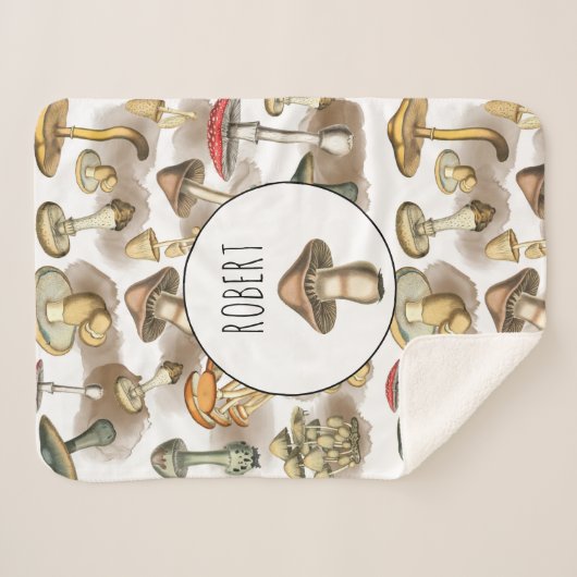 ヴィンテージ林パーソナライズされたのきのこ シェルパブランケット (正面(横))