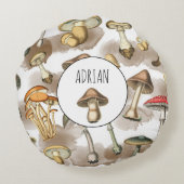 ヴィンテージ林パーソナライズされたのきのこ ラウンドクッション (裏面)