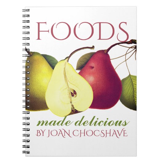 ヴィンテージ果実梨料理ベーキングレシピ手帳 ノートブック (正面)