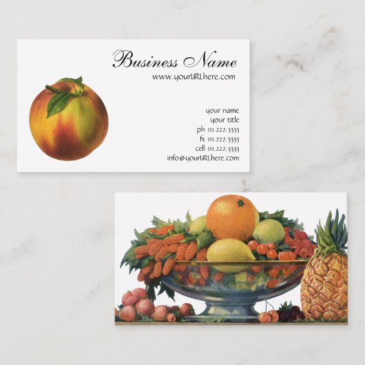 ヴィンテージ果実熟オーガニック桃 名刺 (正面/裏面)