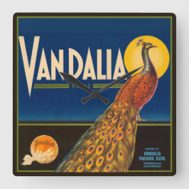 ヴィンテージ果実箱オレンジラベル スクエア壁時計