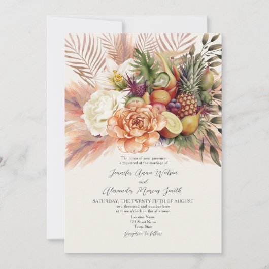 ヴィンテージ果実結婚式招待状 招待状 (正面)