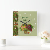 ヴィンテージ果物入パーソナライズされたれ スクエア壁時計 (ホーム)