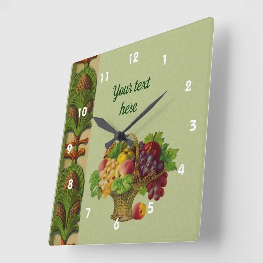 ヴィンテージ果物入パーソナライズされたれ スクエア壁時計 (傾斜)