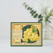 ヴィンテージ果物箱ラベルアート、マスカットブドウ ポストカード (スタンド正面)