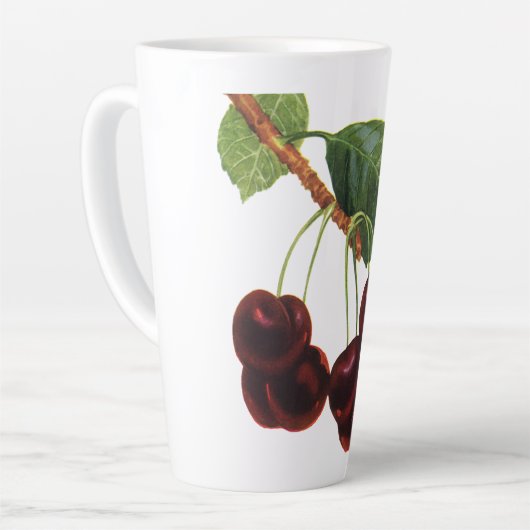 ヴィンテージ果物食品、木から熟したさくらんぼ カフェラテマグ (左アングル)