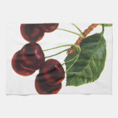 ヴィンテージ果物食品、木から熟したさくらんぼ キッチンタオル (横)
