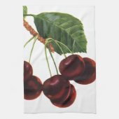 ヴィンテージ果物食品、木から熟したさくらんぼ キッチンタオル (縦)